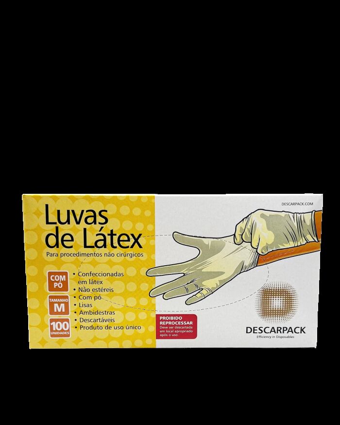 Imagem de Luva De Procedimento Em Látex Com Pó Tamanho M Descarpack - Caixa Com 100 unidades