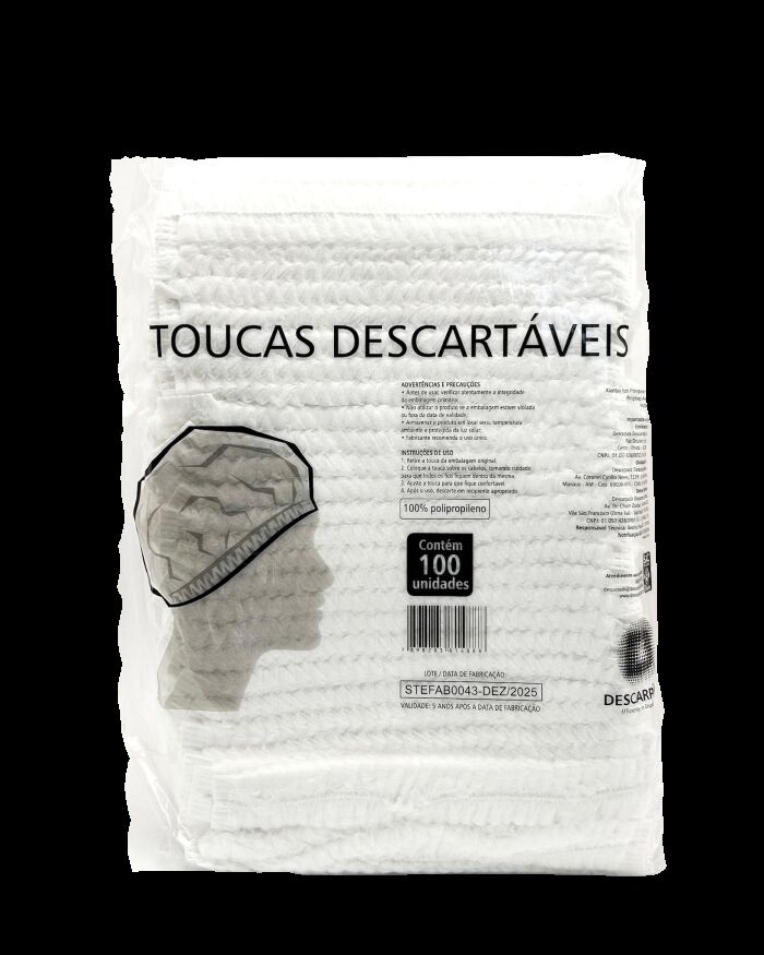 Imagem de Touca Descartável Sanfonada Descarpack – Pacote com 100 Unidades