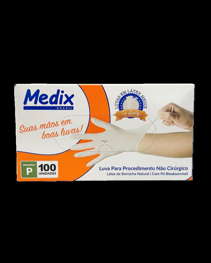 Imagem de Luva de Procedimento em Látex com Pó Tamanho P Medix – Caixa com 100 Unidades