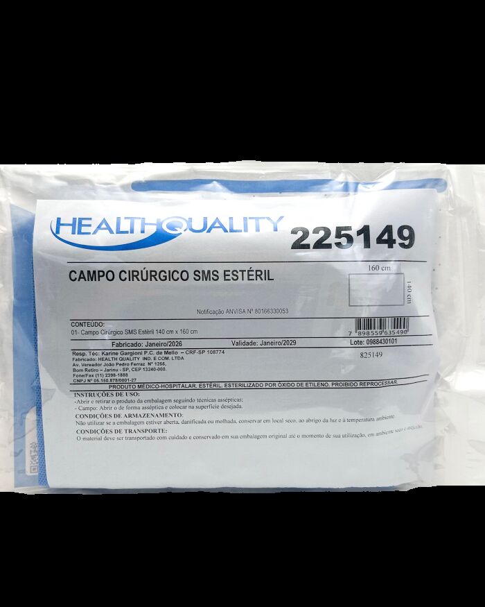 Imagem de Campo Cirúrgico SMS Estéril 1,40 x 1,60 m Health Quality