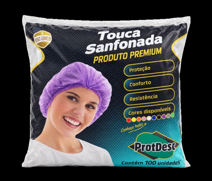 Imagem de Touca Descartável Sanfonada Preta ProtDesc – Pacote com 100 Unidades