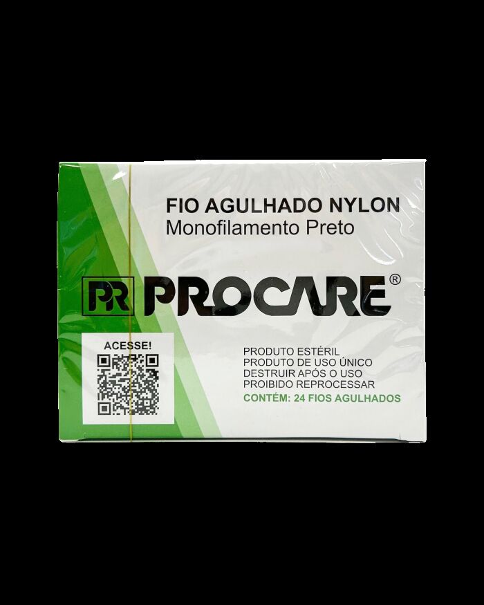 Imagem de Fio de Sutura Nylon 5-0 45 cm com Agulha 20 mm 3/8 Triangular Procare – Caixa com 24 Unidades