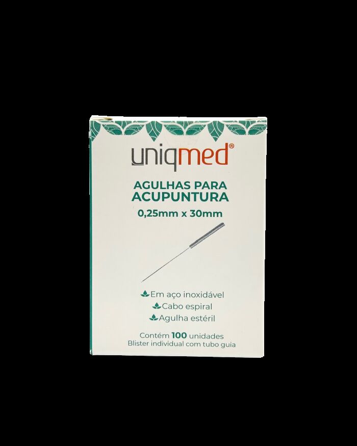 Imagem de Agulha para Acupuntura 0,25 x 30 mm Uniqmed – Caixa com 100 Unidades
