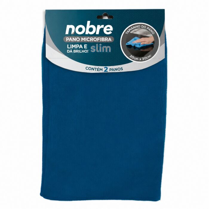 Imagem de Pano de Microfibra 30 x 30 cm Azul Slim Nobre – Pacote com 2 Unidades