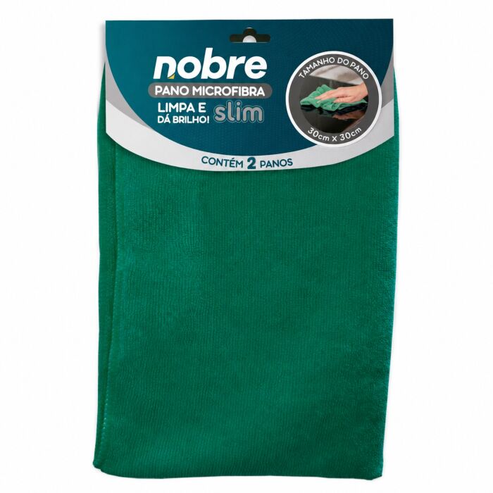 Imagem de Pano de Microfibra 30 x 30 cm Verde Slim Nobre – Pacote com 2 Unidades