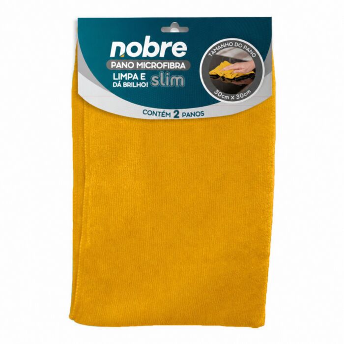 Imagem de Pano de Microfibra 30 x 30 cm Amarelo Slim Nobre – Pacote com 2 Unidades