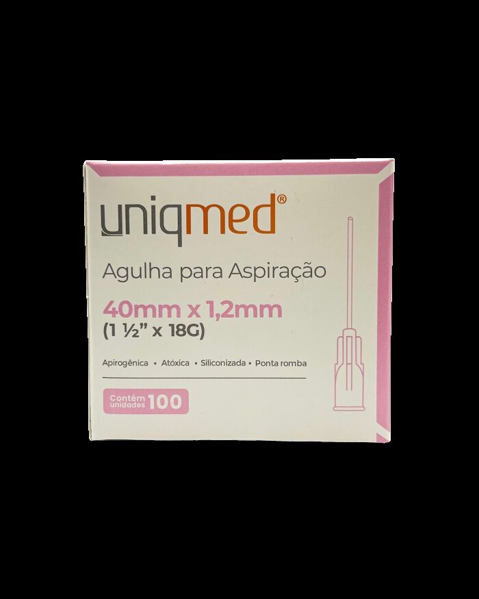 Imagem de Agulha para Aspiração 40 x 1,20 mm 18G (1-1/2 Pol) Uniqmed – Caixa com 100 Unidades