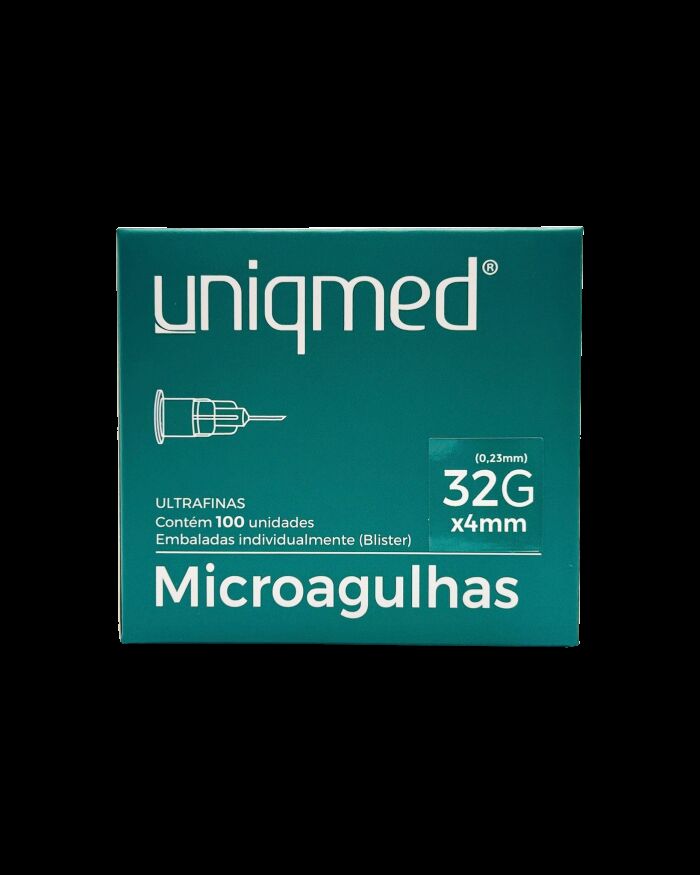 Imagem de Microagulha 32G x 4 mm Uniqmed – Caixa com 100 Unidades