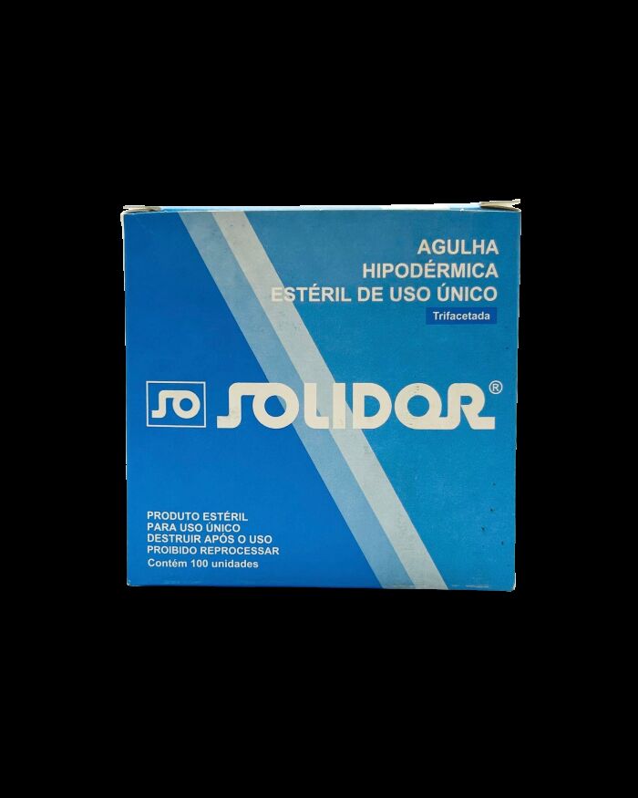 Imagem de Agulha Hipodérmica 30 x 0,70 mm 22G (1-1/4 Pol) Solidor – Caixa com 100 Unidades