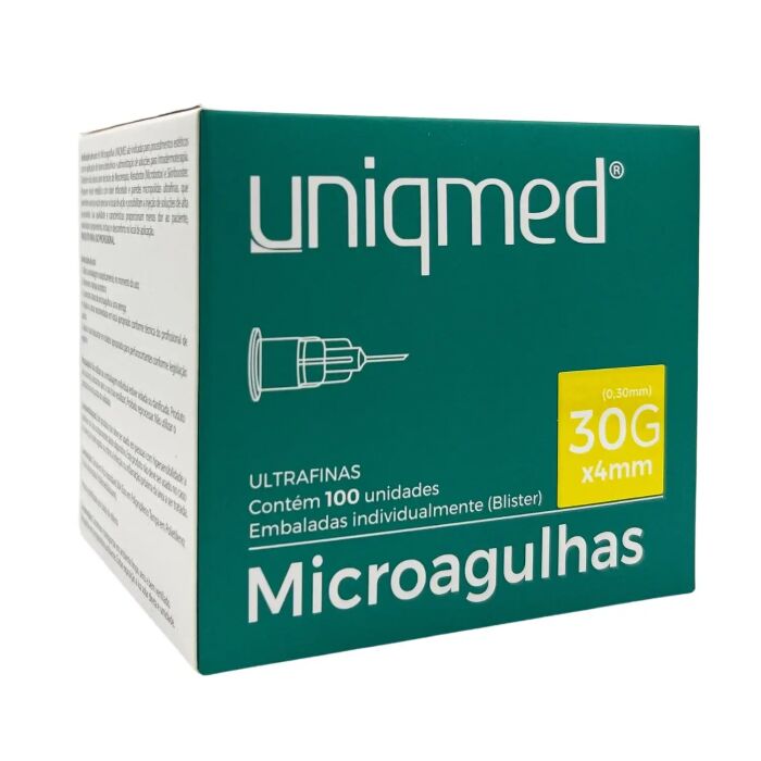 Imagem de Microagulha 30G x 4 mm Uniqmed - Caixa com 100 Unidades