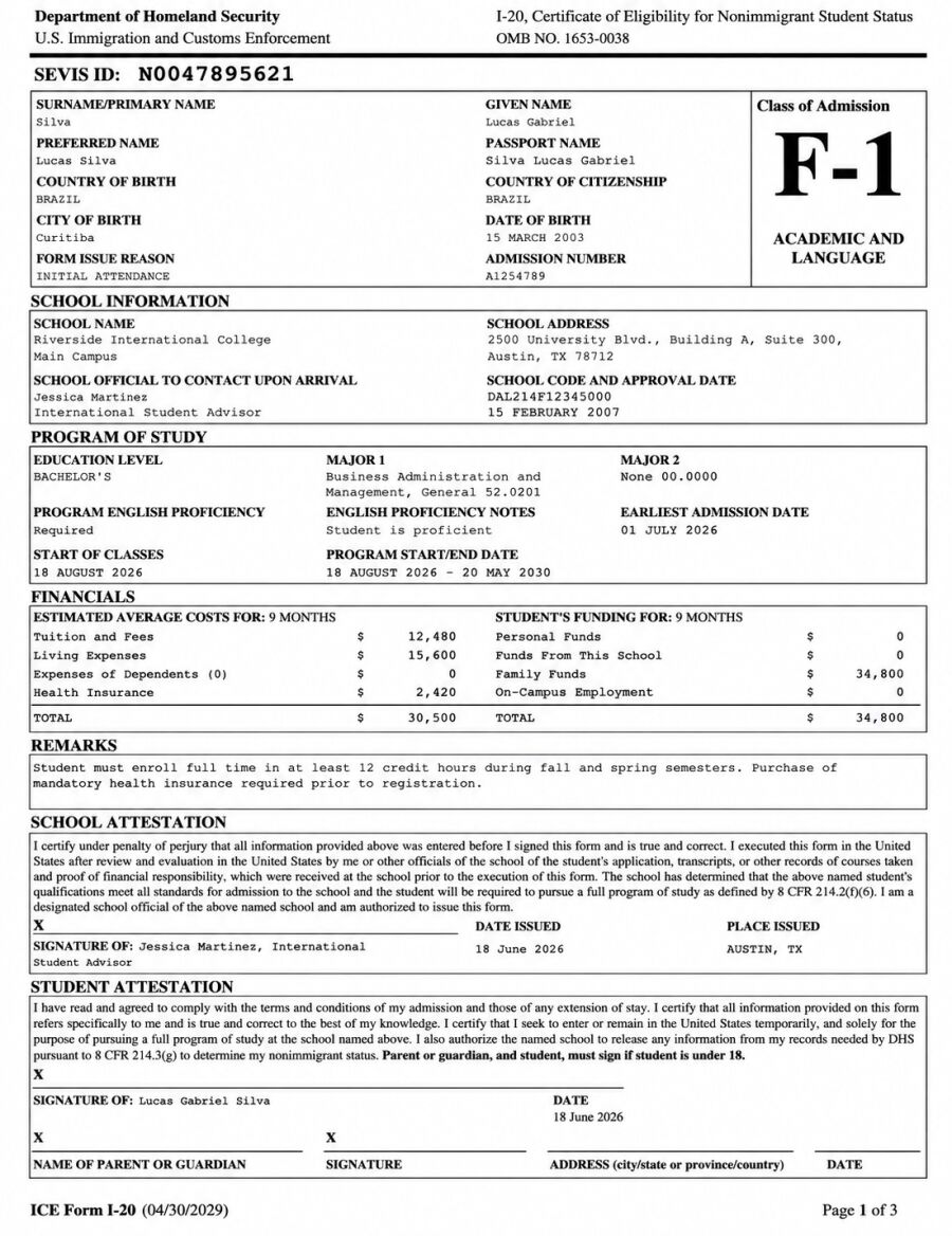 Imagem Documento-I-20-para-solicitar-o-visto-americano-de-estudante