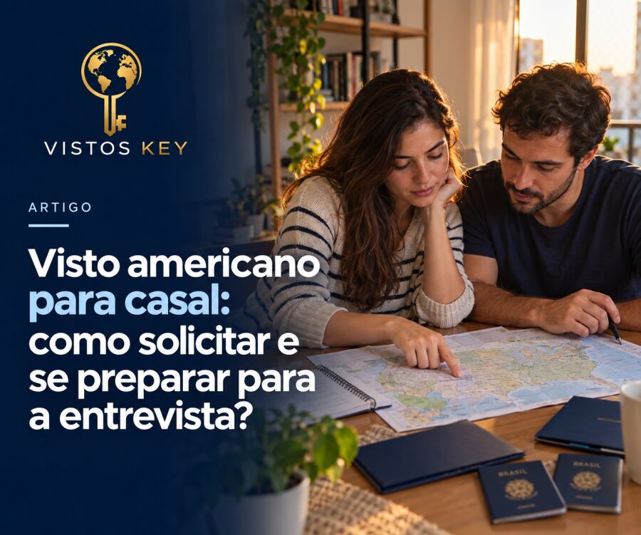 Imagem principal do artigo Visto americano para casal: como solicitar e se preparar para a entrevista?