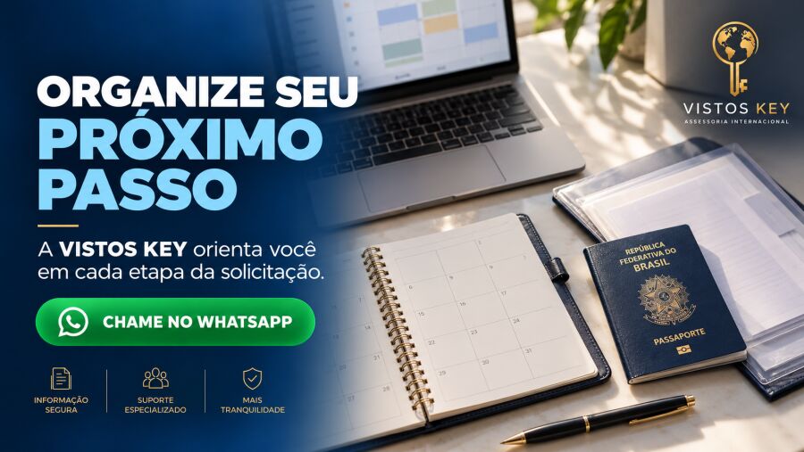 Imagem Conte a Vistos Key para ajudar na organização do seu agendamento para solicitação do visto americano