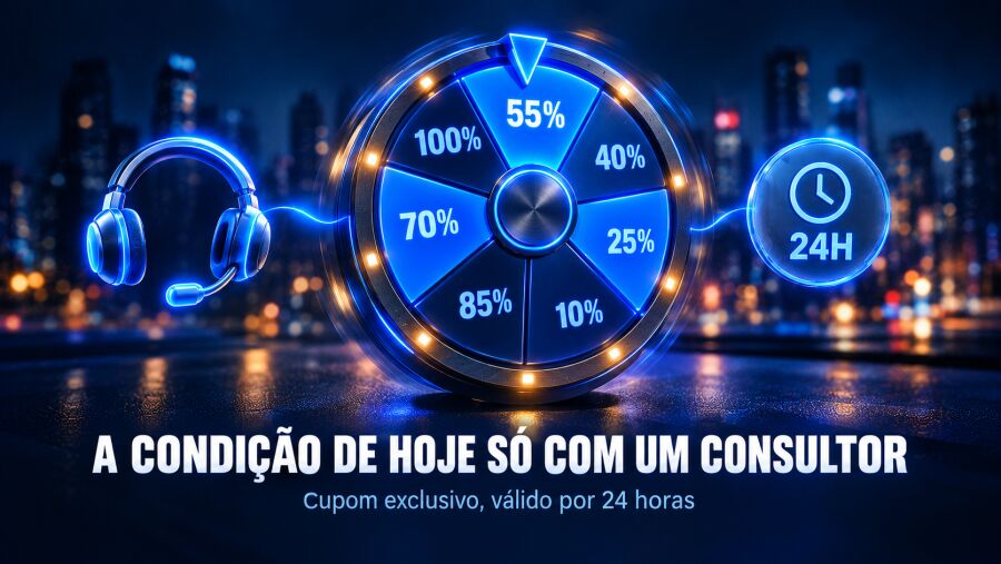 Cupom de desconto exclusivo para motorista de app, disponível diretamente com um consultor Loovi, válido por 24 horas
